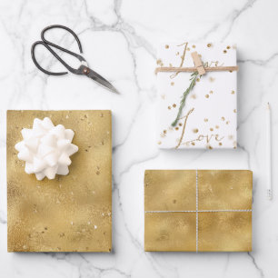 Feuille De Papier Cadeau Parties scintillant d'or confetti étincelante Locw
