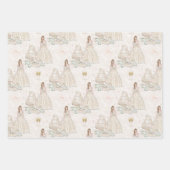 Feuille De Papier Cadeau Parties scintillant d'or de gâteau Mariage marié (Devant 3)