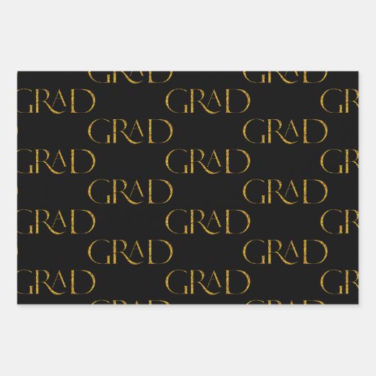 Feuille De Papier Cadeau Parties scintillant d'or Elegant Script Graduation (Devant)