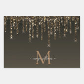 Feuille De Papier Cadeau Parties scintillant d'or Enseignant Monogramme per (Devant)