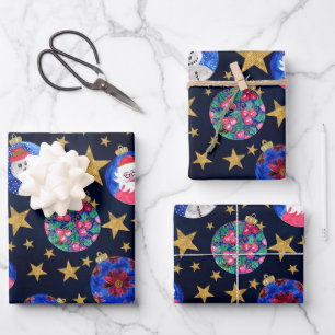 Feuille De Papier Cadeau Parties scintillant d'or Festive Étoiles Ornements