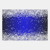 Feuille De Papier Cadeau Parties scintillant en argent Black Royal Blue Omb (Devant)