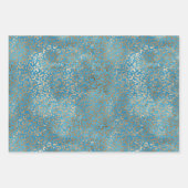 Feuille De Papier Cadeau Parties scintillant en or bleu turquoise Zebra Pri (Devant 2)