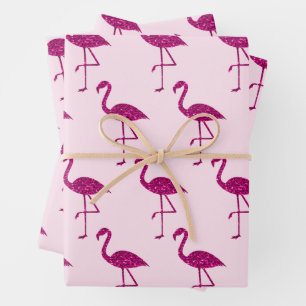 Feuille De Papier Cadeau Parties scintillant flamand rose motif