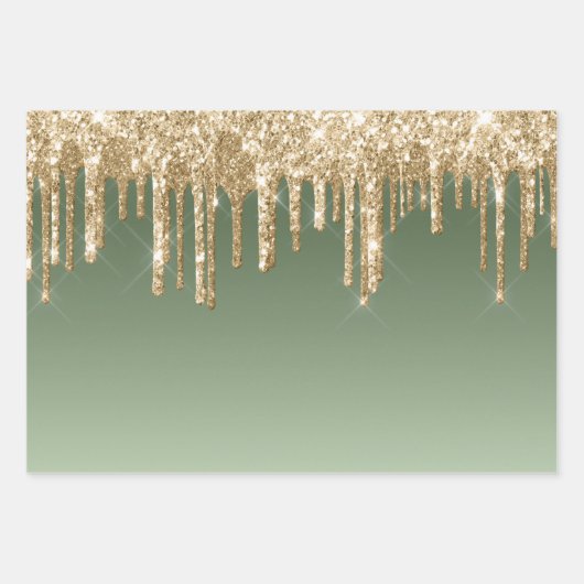 Feuille De Papier Cadeau Parties scintillant Glitzy Gold Sparkle Drithday (Devant 3)