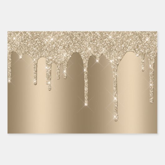 Feuille De Papier Cadeau Parties scintillant Glitzy Gold Sparkle Drithday (Devant 2)