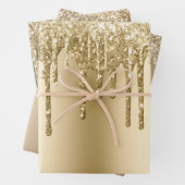 Feuille De Papier Cadeau Parties scintillant Glitzy Gold Sparkle Drithday (En situation)