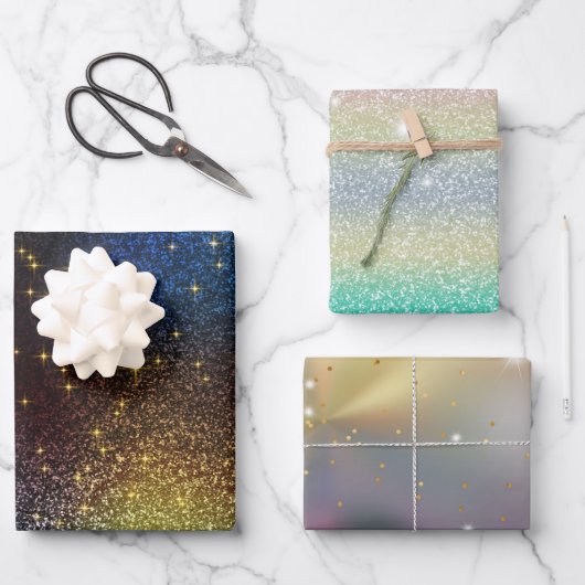 Feuille De Papier Cadeau Parties scintillant Gold, Argent (Recto)