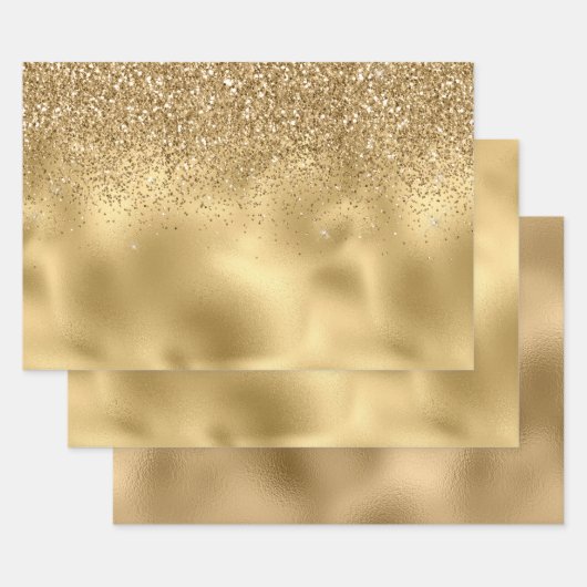 Feuille De Papier Cadeau Parties scintillant Gold Sparkle Faux (Lot)