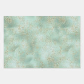 Feuille De Papier Cadeau Parties scintillant Mint Gold Glitz (Devant 3)