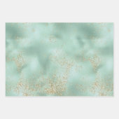 Feuille De Papier Cadeau Parties scintillant Mint Gold Glitz (Devant)