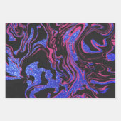 Feuille De Papier Cadeau Parties scintillant moderne en gris noir (Devant 2)