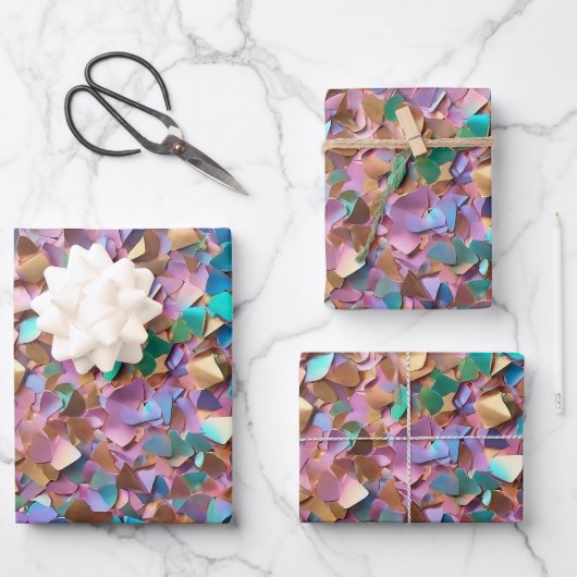 Feuille De Papier Cadeau Parties scintillant Moderne Opal Collection Hologr (Recto)