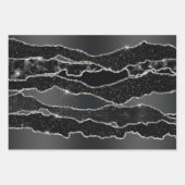 Feuille De Papier Cadeau Parties scintillant noir gris fusain argent class (Devant 3)