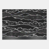 Feuille De Papier Cadeau Parties scintillant noir gris fusain argent class (Devant 2)