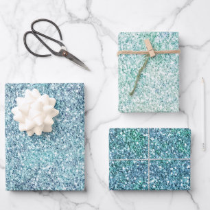 Feuille De Papier Cadeau Parties scintillant Ombre Turquoise Mint Bleu