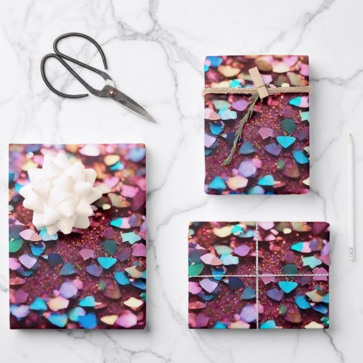 Feuille De Papier Cadeau Parties scintillant Opal Collection holographique  (Recto)