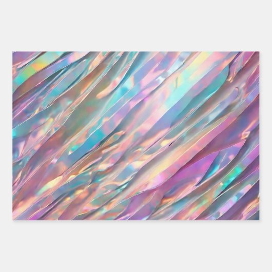 Feuille De Papier Cadeau Parties scintillant Opal Holographique Collection  (Devant)