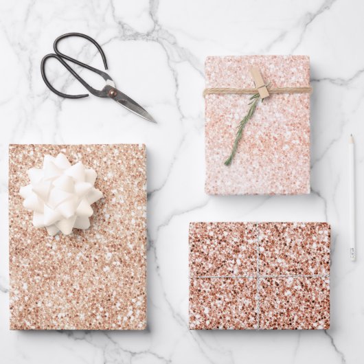 Feuille De Papier Cadeau Parties scintillant Or Flush Peach (Recto)