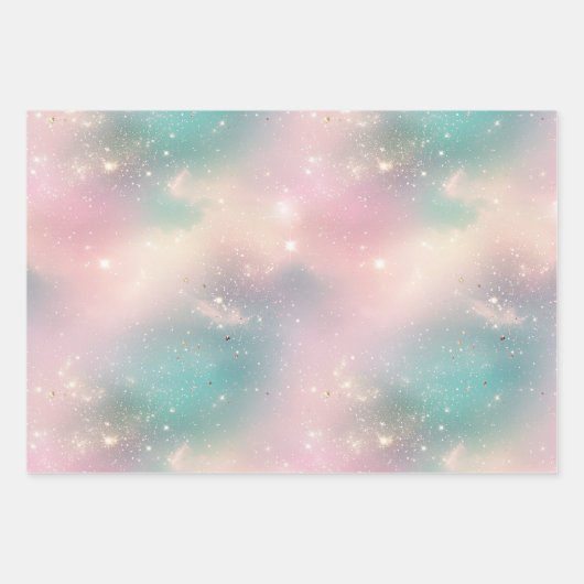 Feuille De Papier Cadeau Parties scintillant Pastel Milky Way Galaxy Nom pe (Devant 3)