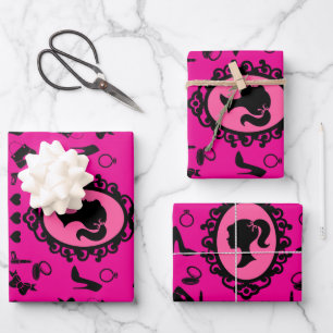 Feuille De Papier Cadeau Parties scintillant Poupée Anniversaire Glam Mode
