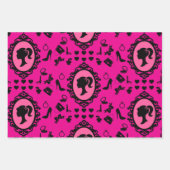 Feuille De Papier Cadeau Parties scintillant Poupée Anniversaire rose Glam (Devant 3)