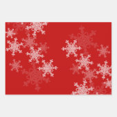 Feuille De Papier Cadeau Parties scintillant Red Indigo Golden Snowflakes N (Devant)