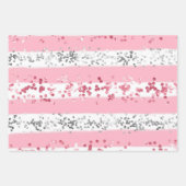 Feuille De Papier Cadeau Parties scintillant rose blanc gris Baby shower d' (Devant)