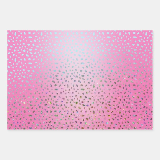 Feuille De Papier Cadeau Parties scintillant rose Cheetah Imprimer (Devant 3)