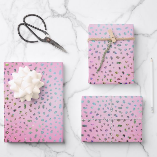 Feuille De Papier Cadeau Parties scintillant rose Cheetah Imprimer (Recto)