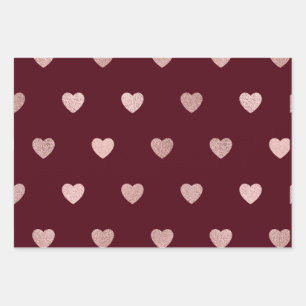 Feuille De Papier Cadeau Parties scintillant rose Coeur métallique Rouge po