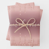 Feuille De Papier Cadeau Parties scintillant rose Gold Votre nom Envelopper (En situation)
