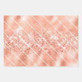 Feuille De Papier Cadeau Parties scintillant rose or Glam Motif blanc (Devant)