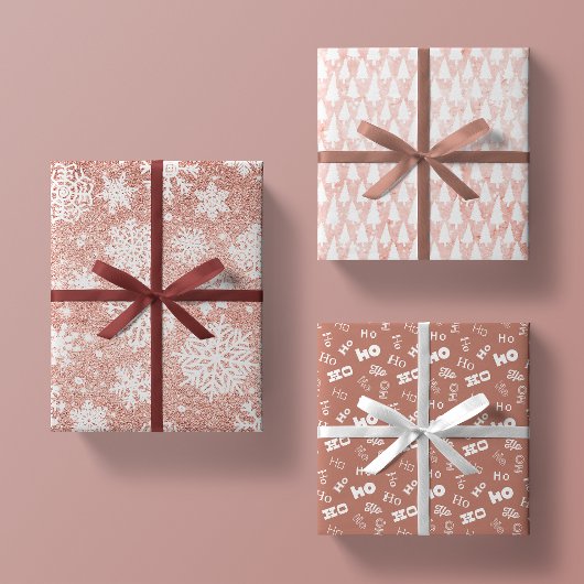 Feuille De Papier Cadeau Parties scintillant rose or rose blanc +Mauve cade