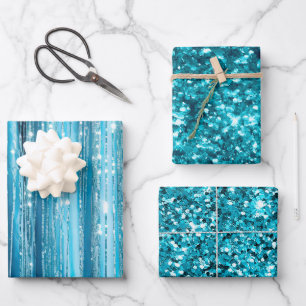 Feuille De Papier Cadeau Parties scintillant Turquoise Aqua Glam