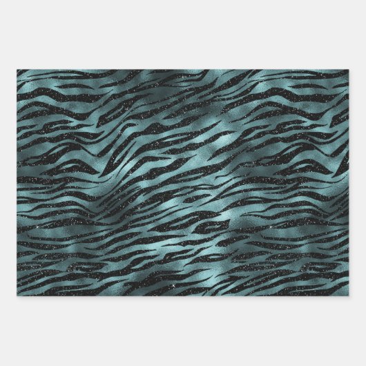 Feuille De Papier Cadeau Parties scintillant turquoise Glam Zebra (Devant)