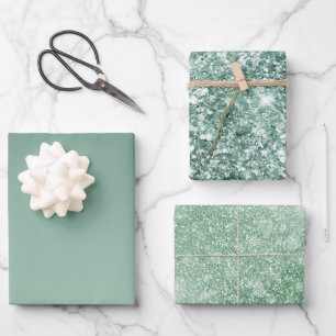 Feuille De Papier Cadeau Parties scintillant verte Ombre Glitzy
