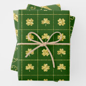 FEUILLE DE PAPIER CADEAU PARTIES SCINTILLANT VERTE & OR REGARDEZ SHAMROCK I (En situation)