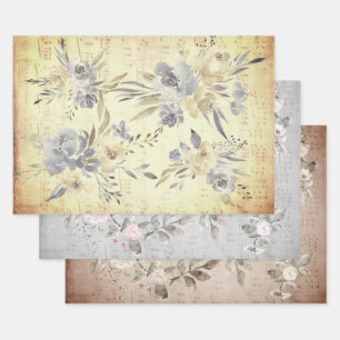 Feuille De Papier Cadeau Partition vintage fleurie
