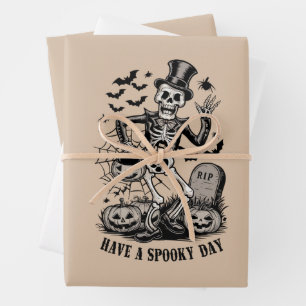 Feuille De Papier Cadeau Passez une journée effrayante Halloween Sorcière S