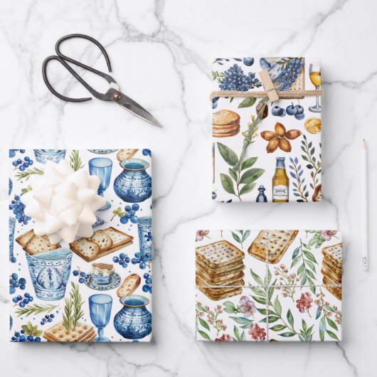 Feuille De Papier Cadeau Passover Matzah (Recto)