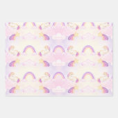 Feuille De Papier Cadeau Pastel Aiguilles Et Unicornes (Devant)