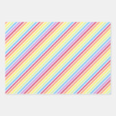 Feuille De Papier Cadeau Pastel Arc-en-Ciel mince bandes (Devant 3)