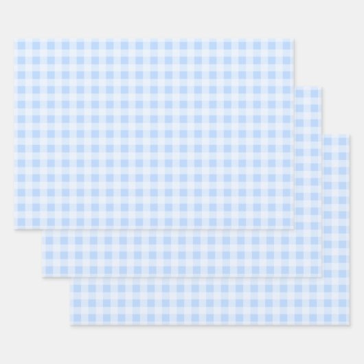 Feuille De Papier Cadeau Pastel Blue Gingham (Lot)