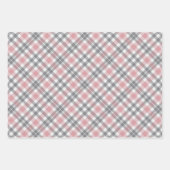 Feuille De Papier Cadeau Pastel Blush Pink Gray White Plaid Pattern (Devant 2)