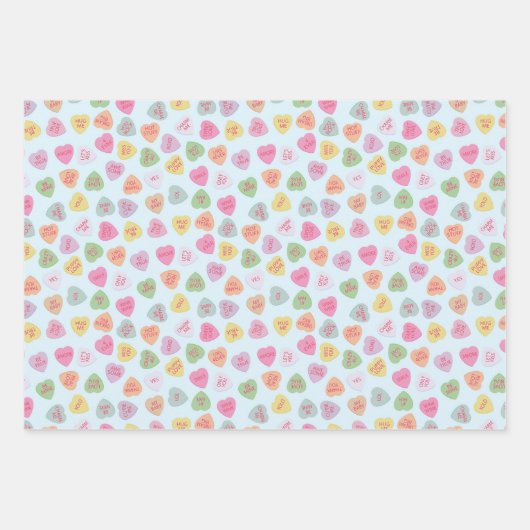 Feuille De Papier Cadeau Pastel Conversation Candy Coeurs Enveloppement Cad (Devant 2)