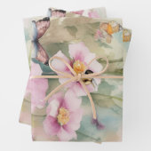 Feuille De Papier Cadeau Pastel floral (En situation)