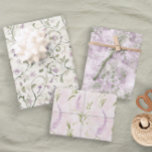 Feuille De Papier Cadeau Pastel Floral Rose Lavande Élégante Mariage nuptia<br><div class="desc">Un trio de designs pour ce cadeau spécial. Cet ensemble comprend trois motifs floraux. Consultez notre gamme complète de produits d'enveloppement cadeau dans notre boutique Zazzle.</div>