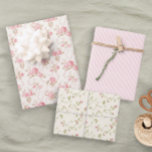 Feuille De Papier Cadeau Pastel Floral Roses Roses Roses Roses Frappes Élég<br><div class="desc">Un trio de designs pour ce cadeau spécial. Cet ensemble comprend trois motifs floraux. Consultez notre gamme complète de produits d'enveloppement cadeau dans notre boutique Zazzle.</div>