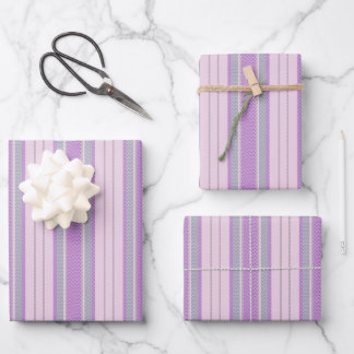 Feuille De Papier Cadeau Pastel Gray, Purple & Green Chevron Stripes